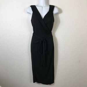 Diane Von Furstenberg Wrap Dress Womens Black Sleeveless Rayon Blend, size 4